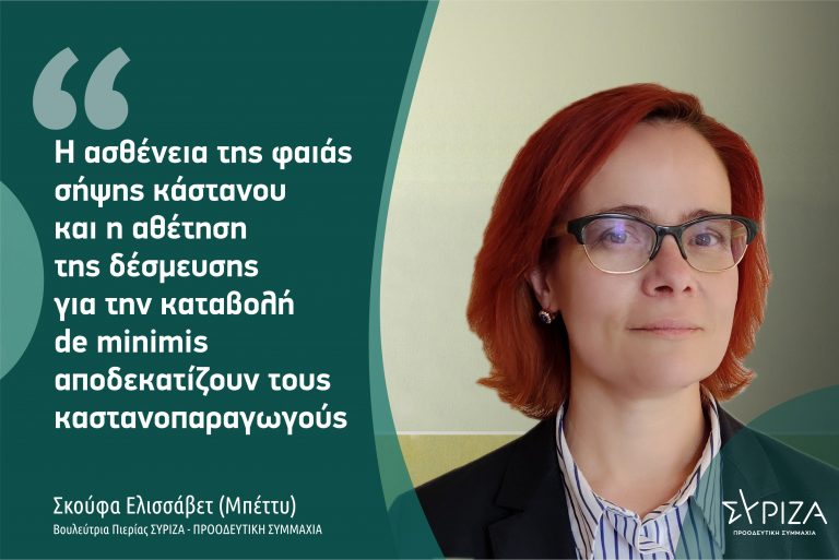 Μπ. Σκούφα: «Η ασθένεια της φαιάς σήψης κάστανου και η αθέτηση της δέσμευσης για την καταβολή de minimis αποδεκατίζουν τους καστανοπαραγωγούς»