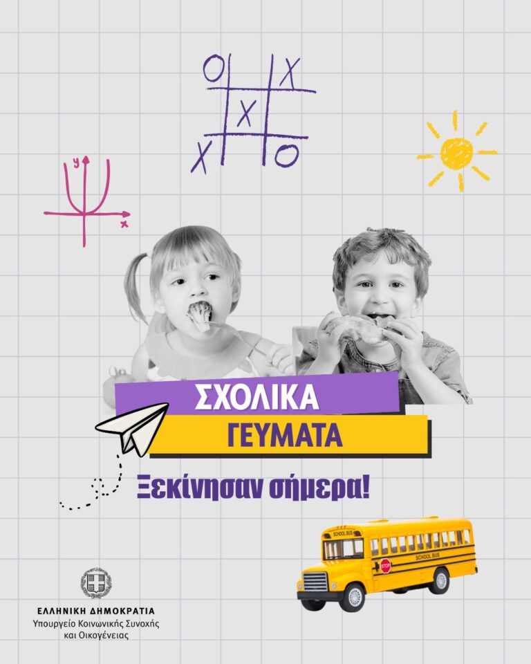 Ξεκίνησε από σήμερα το πρόγραμμα των σχολικών γευμάτων για 231.062 μαθητές δημοτικού